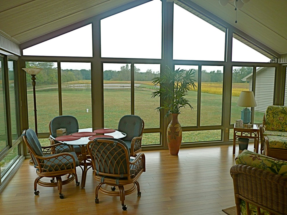 Large trendy sunroom photo in Other