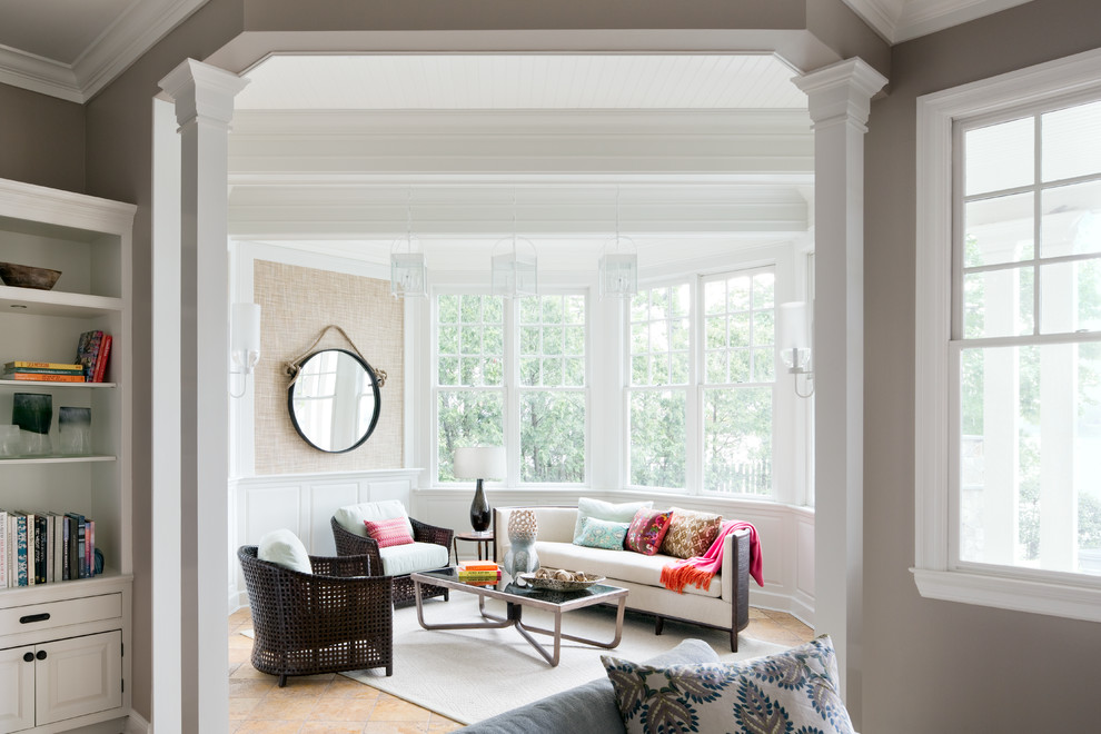 Elegant sunroom photo in New York with a standard ceiling