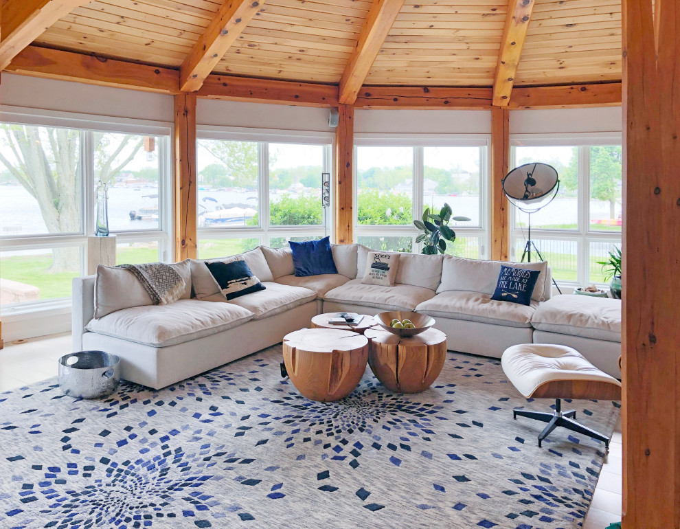 Example of a beach style sunroom design in Chicago
