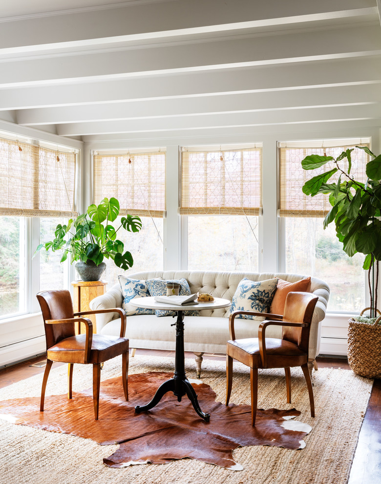 Elegant sunroom photo in New York with a standard ceiling