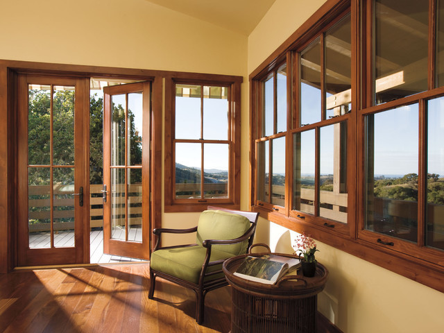 Sunroom - craftsman medium tone wood floor sunroom idea in San Francisco with no fireplace and a standard ceiling