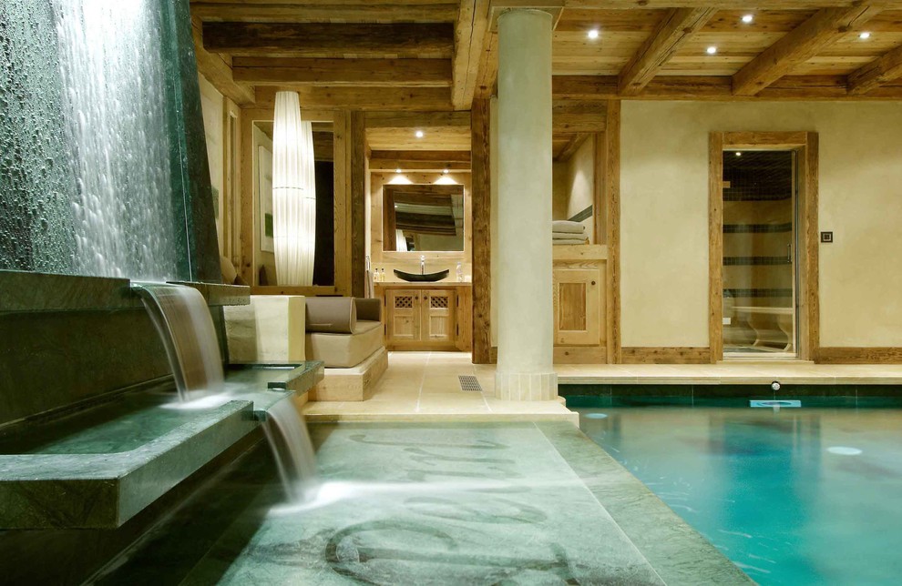 This is an example of a rustic swimming pool in London.