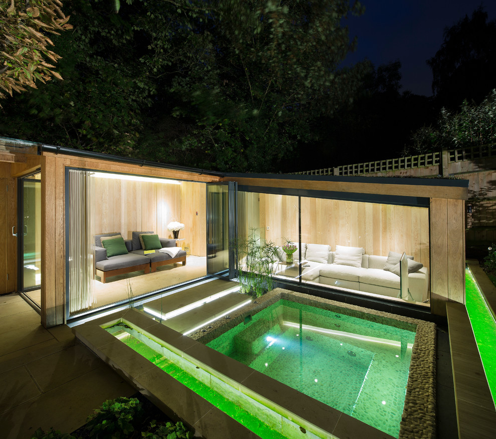 Diseño de piscinas y jacuzzis contemporáneos rectangulares