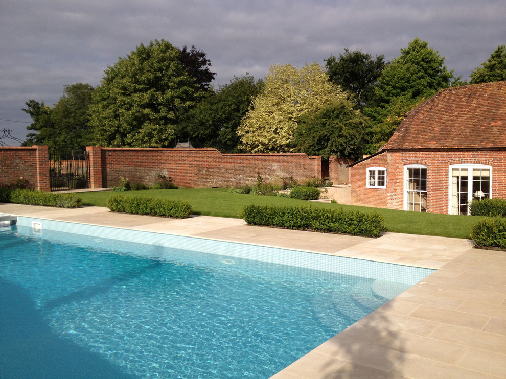 Design ideas for a modern swimming pool in Hampshire.