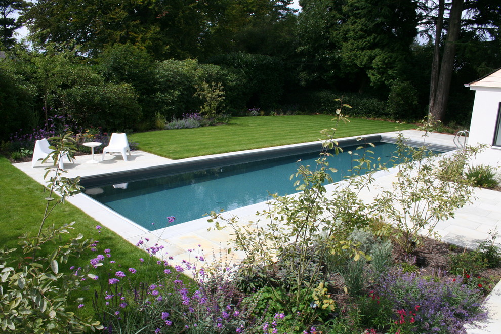 Design ideas for a modern swimming pool in Surrey.