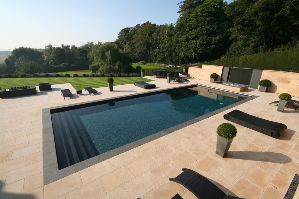 Design ideas for a contemporary rectangular swimming pool in London.