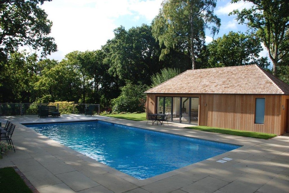 Inspiration for a contemporary pool remodel in Kent
