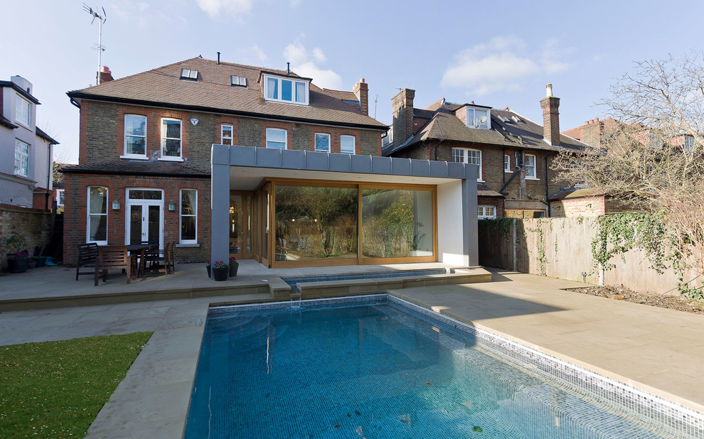 Design ideas for a large contemporary swimming pool in London.