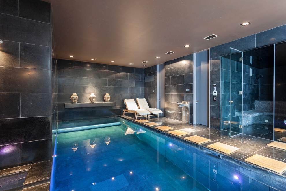 Contemporary indoor swimming pool in London.