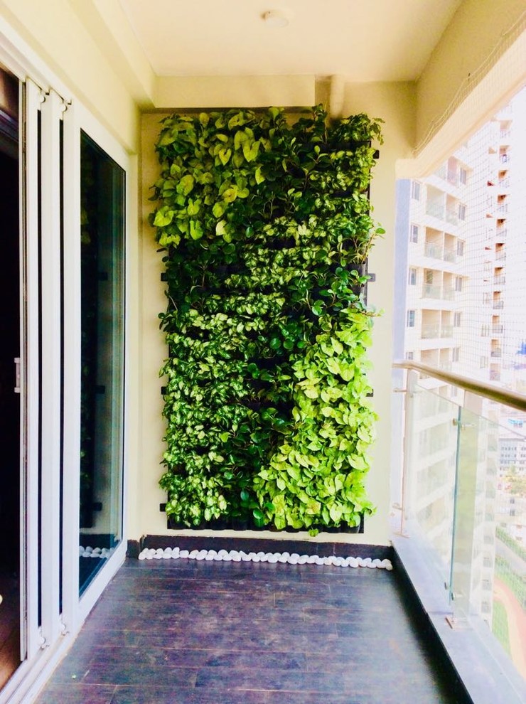 Design ideas for a world-inspired balcony in Bengaluru.