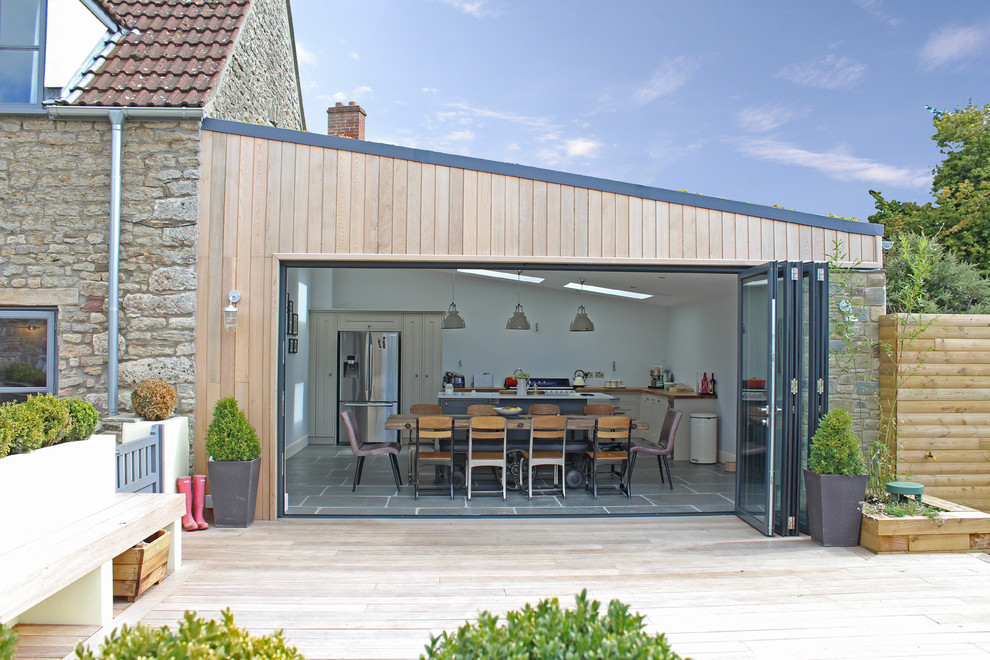 This is an example of a contemporary back terrace in Other with no cover.