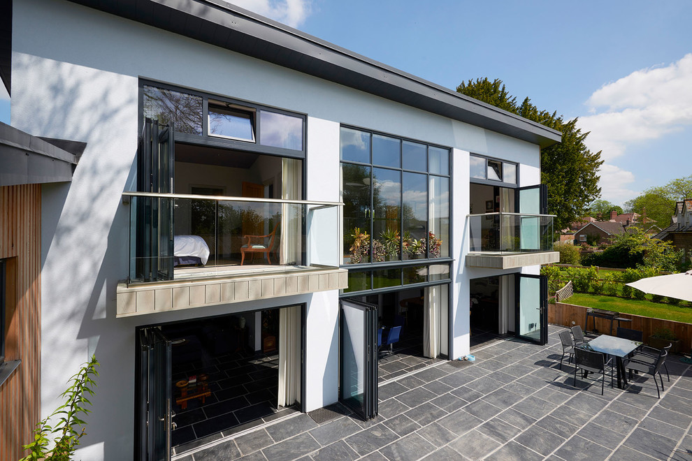 Large contemporary back terrace in Wiltshire.