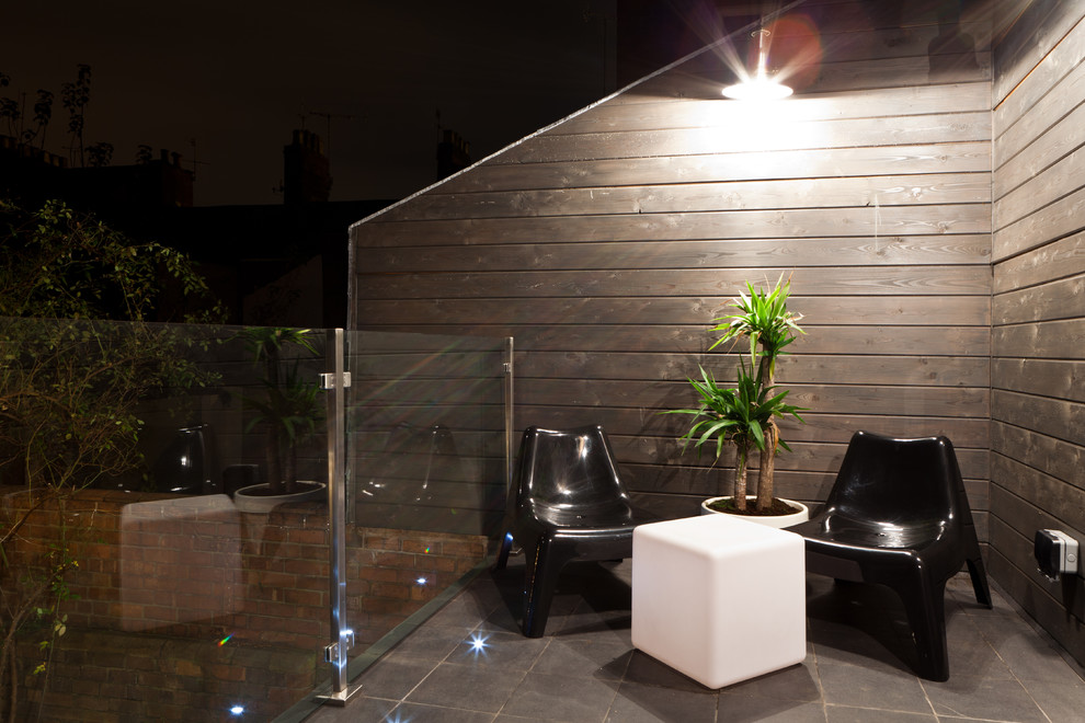 Modern terrace in Birmingham with no cover.