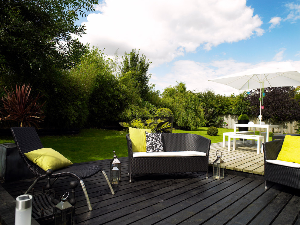 This is an example of a medium sized contemporary back terrace in Other with no cover.