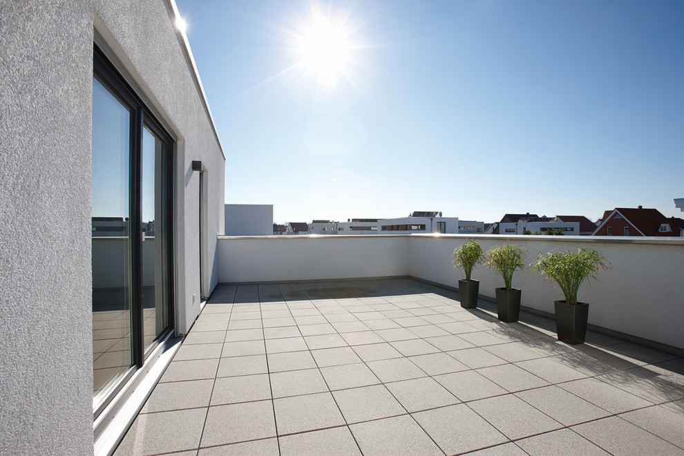 Modern roof terrace in Other with no cover.