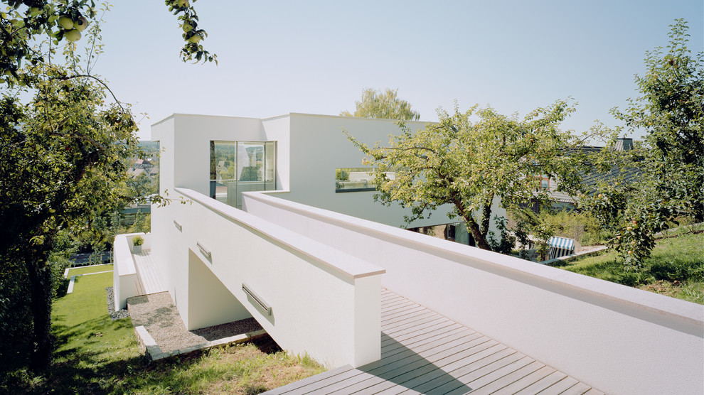 This is an example of a large contemporary terrace in Stuttgart with no cover.