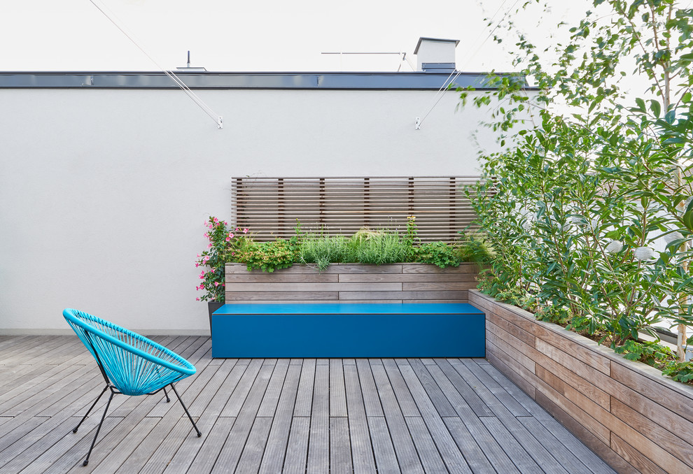 Idée de décoration pour une terrasse design avec une cuisine d'été et un auvent.