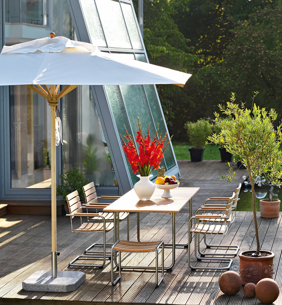 Foto di una terrazza contemporanea di medie dimensioni e dietro casa con un giardino in vaso