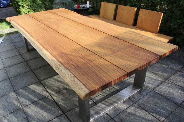 Tisch Outdoor 3m lang 1,2m breit, Holz / Edelstahl - Contemporary - Terrace  - Other - by MainTisch | Houzz IE