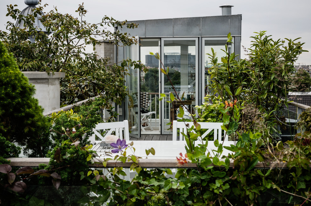 Imagen de terraza minimalista de tamaño medio sin cubierta