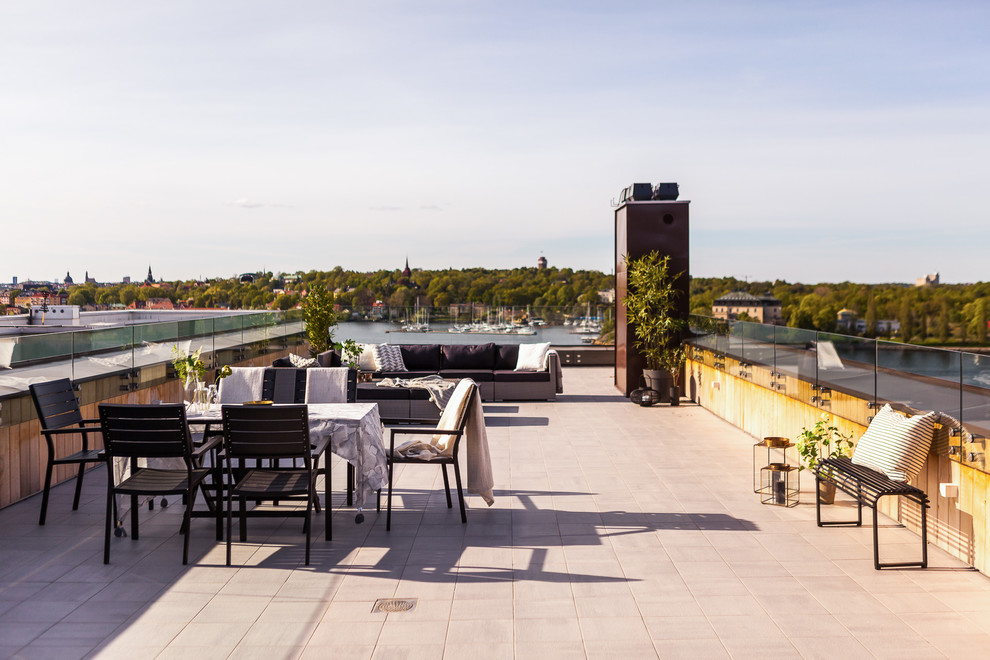 Photo of a large scandi terrace in Stockholm.