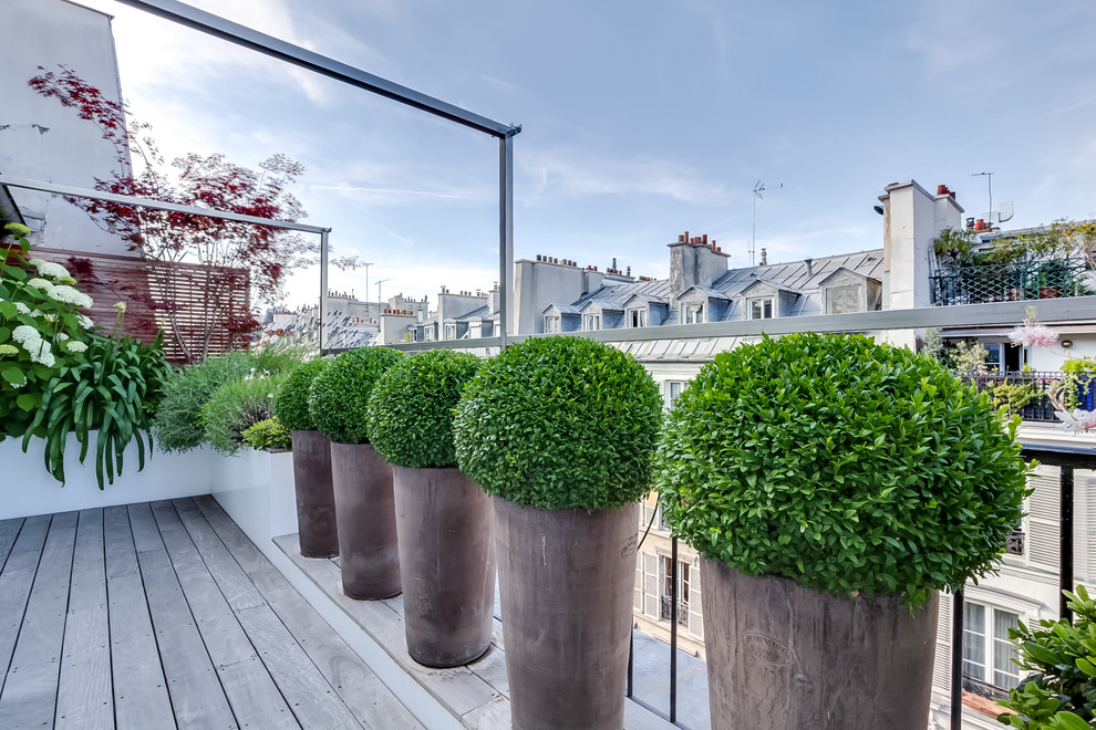 Cette photo montre une terrasse tendance.