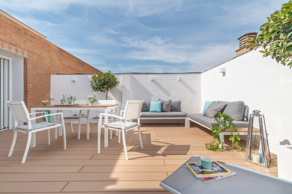 Design ideas for a medium sized contemporary roof rooftop terrace in Other with no cover.