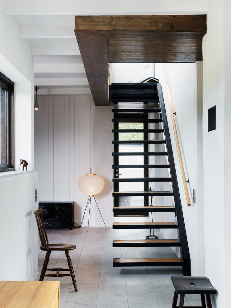 Design ideas for a scandi staircase in Stockholm with feature lighting.