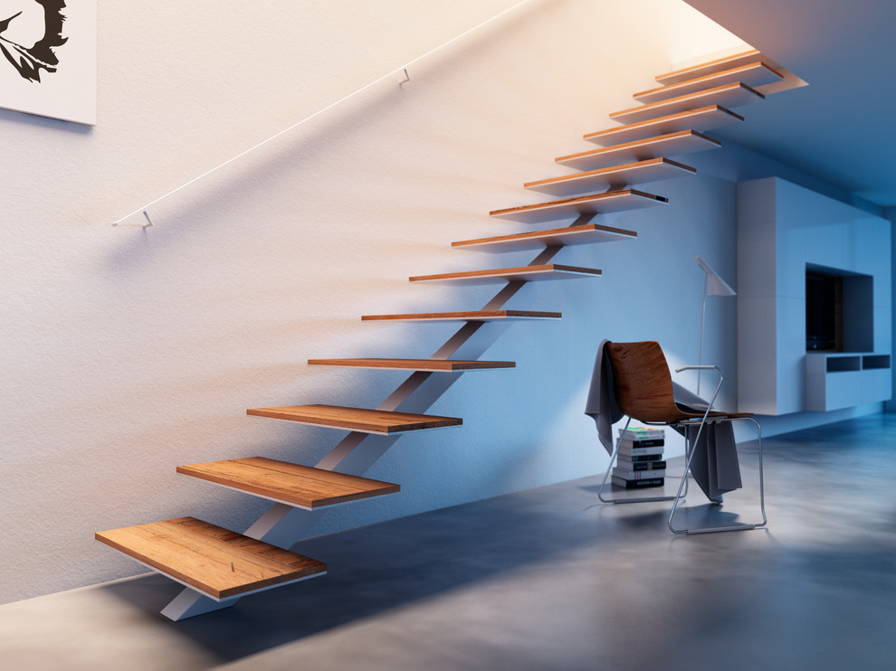 Стильный дизайн: прямая лестница в современном стиле - последний тренд