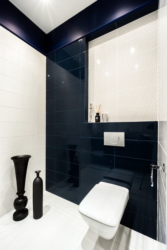 Example of a large transitional powder room design in Moscow