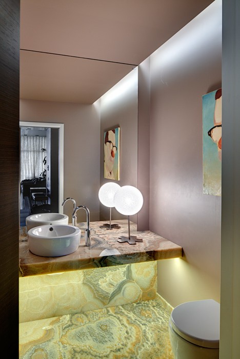 Inspiration for a contemporary powder room remodel in Moscow