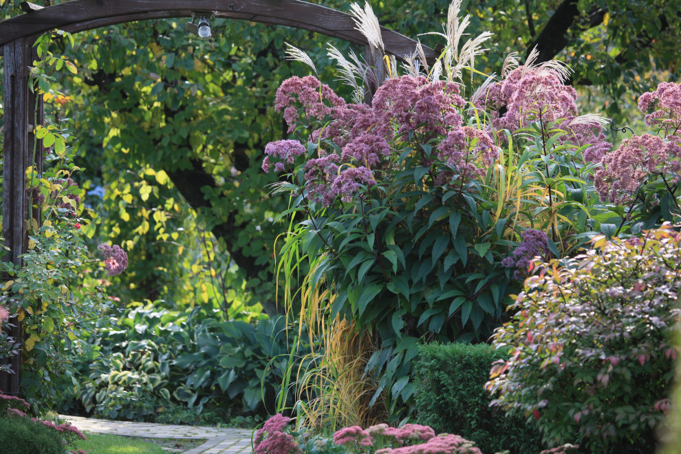 Idée de décoration pour un jardin tradition l'été.