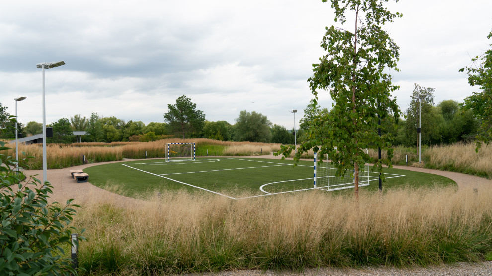 Ispirazione per un ampio campo sportivo esterno moderno esposto in pieno sole in cortile in estate