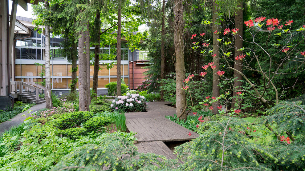 Design ideas for a small shade side yard gravel landscaping in Moscow for spring.