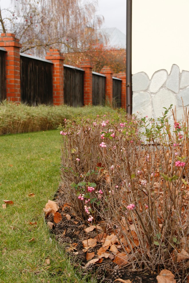 Foto di un giardino classico esposto in pieno sole di medie dimensioni e davanti casa in autunno