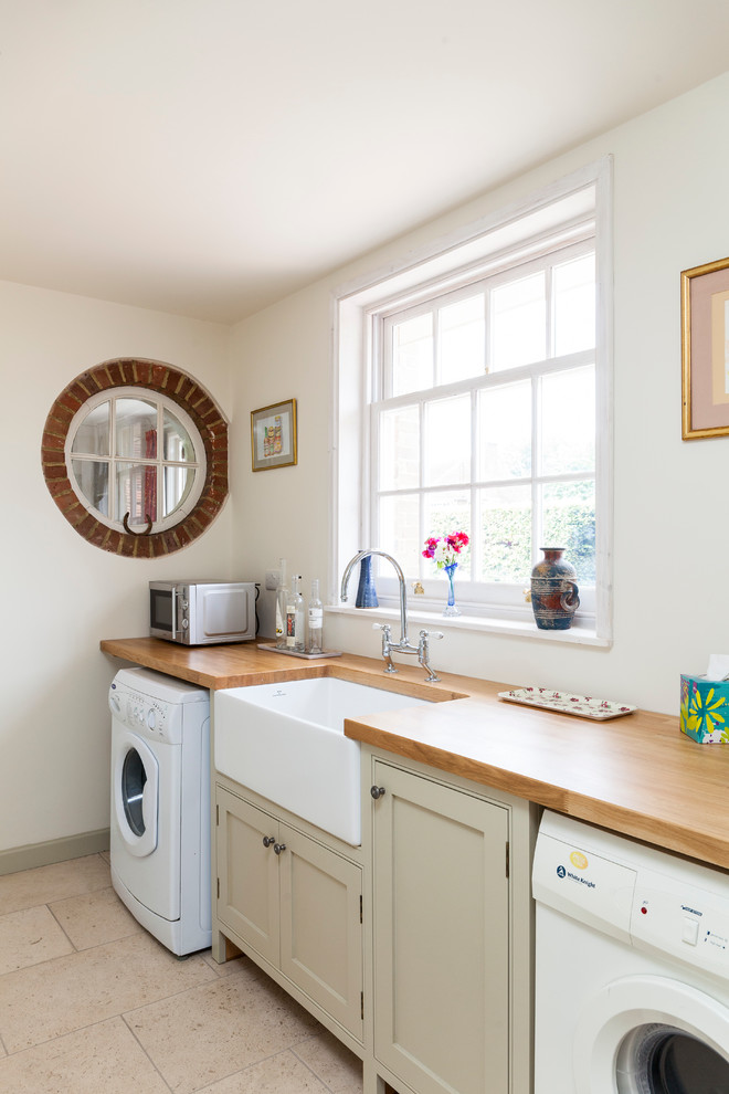Example of a classic galley laundry room design in London