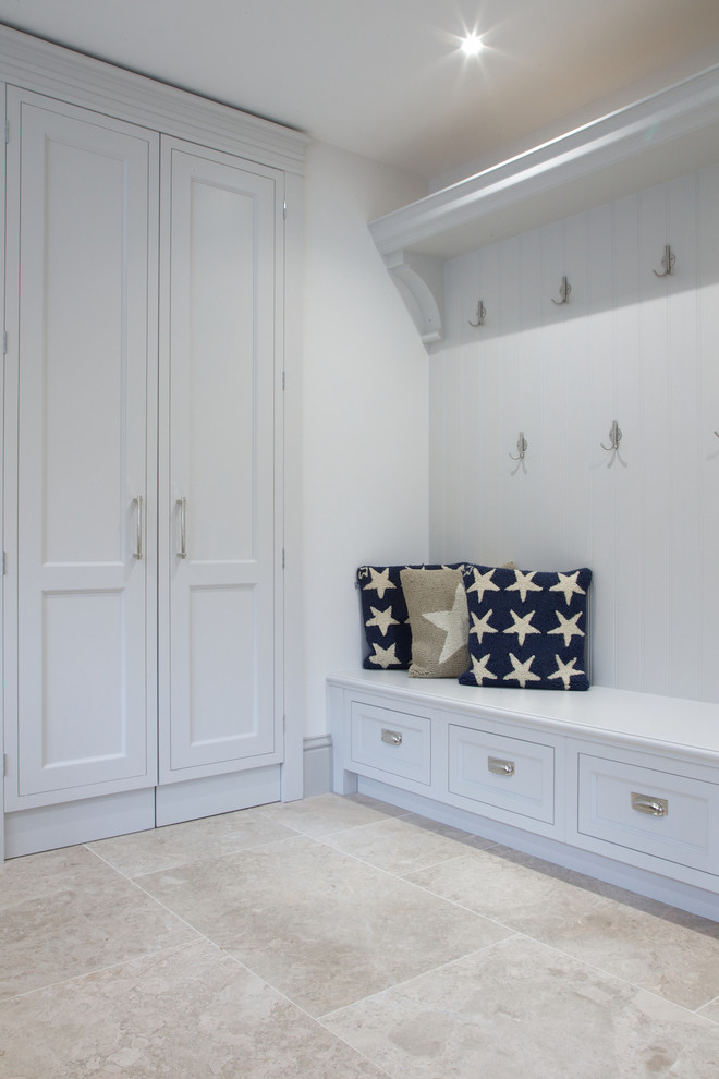 Inspiration for a modern utility room in Wiltshire with limestone flooring.