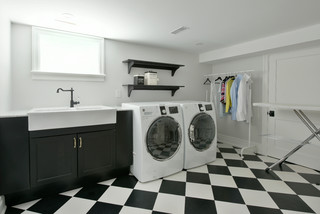 Washer Dryer Cover, Black and White Dot Laundry Room Accessories