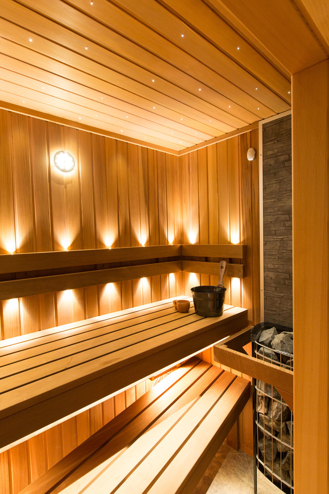 Photo of a contemporary sauna bathroom in Saint Petersburg.