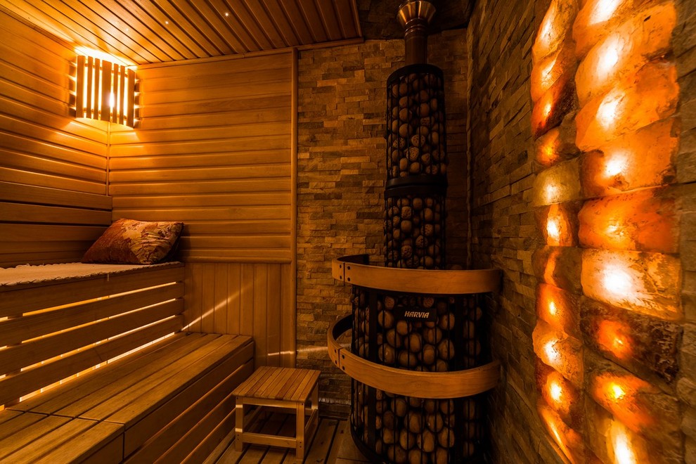 Источник вдохновения для домашнего уюта: баня и сауна среднего размера в стиле кантри