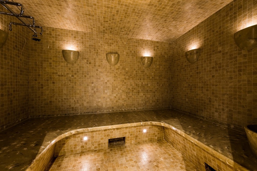 Design ideas for a medium sized contemporary sauna bathroom in Saint Petersburg.