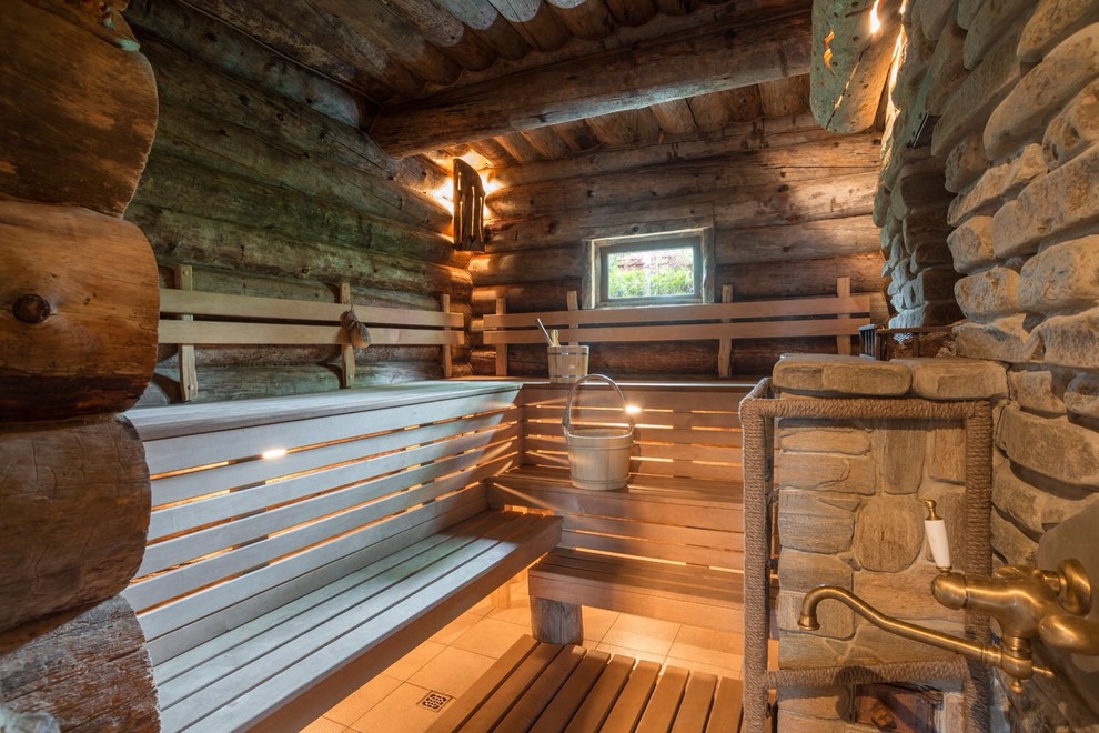 Immagine di una sauna stile rurale