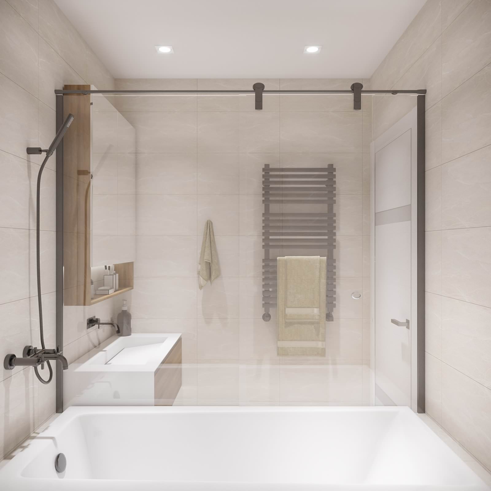75 photos et idées déco de petites salles de bain avec un carrelage  imitation parquet - Février 2023 | Houzz FR