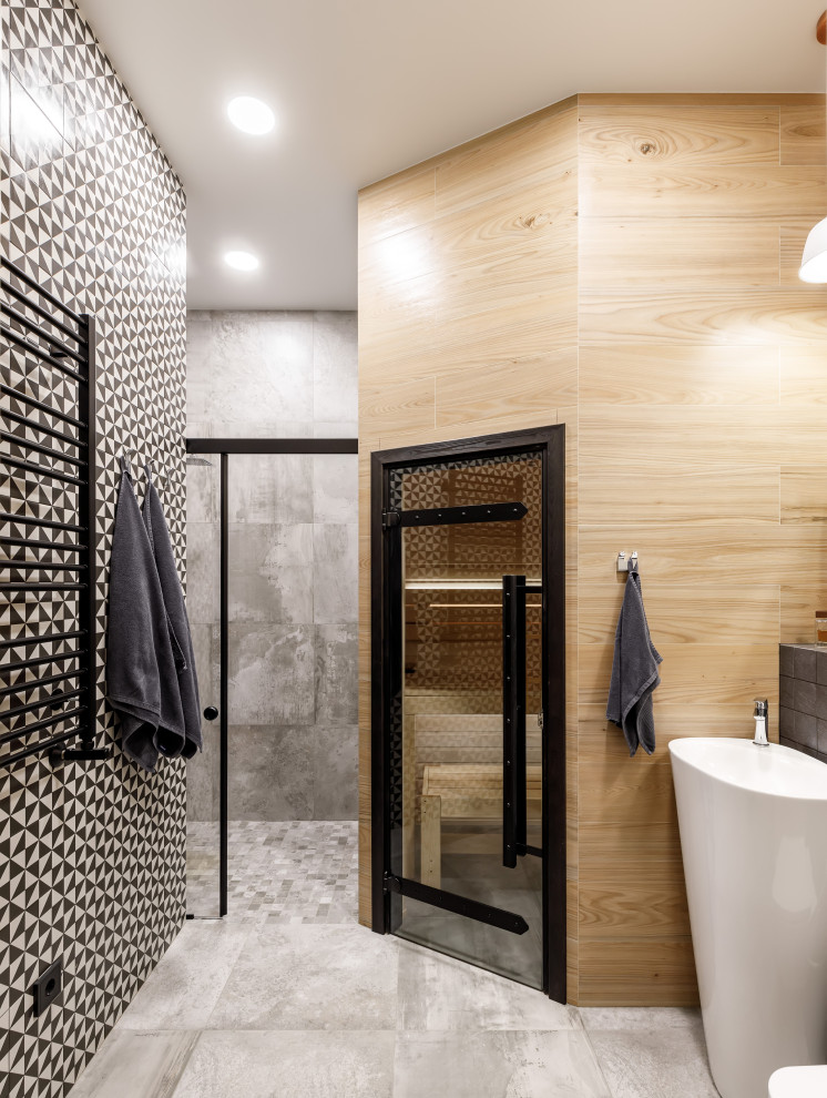 Design ideas for a sauna bathroom in Saint Petersburg.