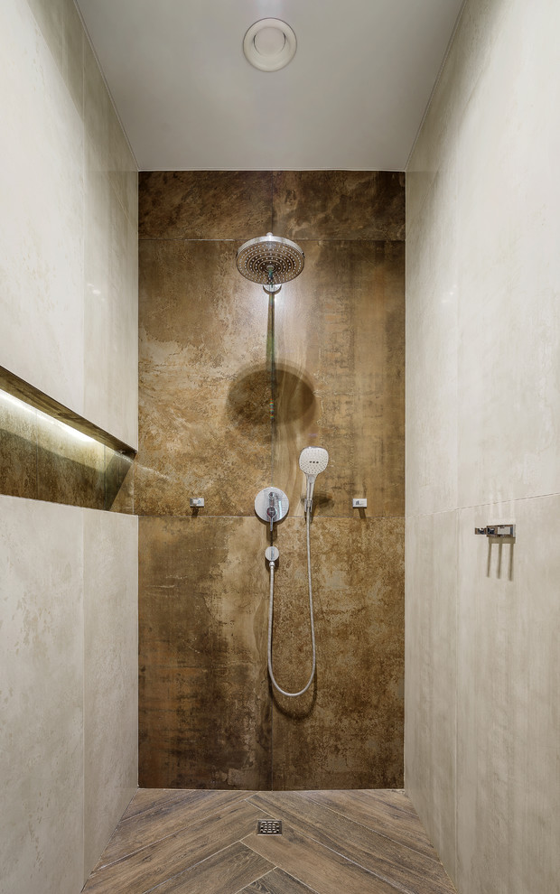 Свежая идея для дизайна: ванная комната в современном стиле с душевой кабиной - отличное фото интерьера