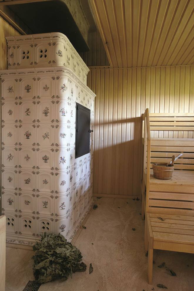 Bild på ett mellanstort lantligt badrum