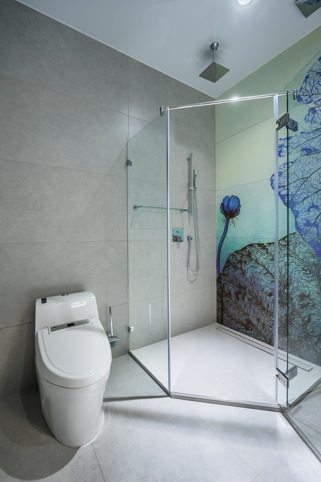 Источник вдохновения для домашнего уюта: ванная комната в современном стиле с угловым душем и душевой кабиной