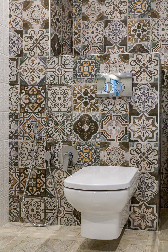 Пример оригинального дизайна: большая ванная комната в скандинавском стиле
