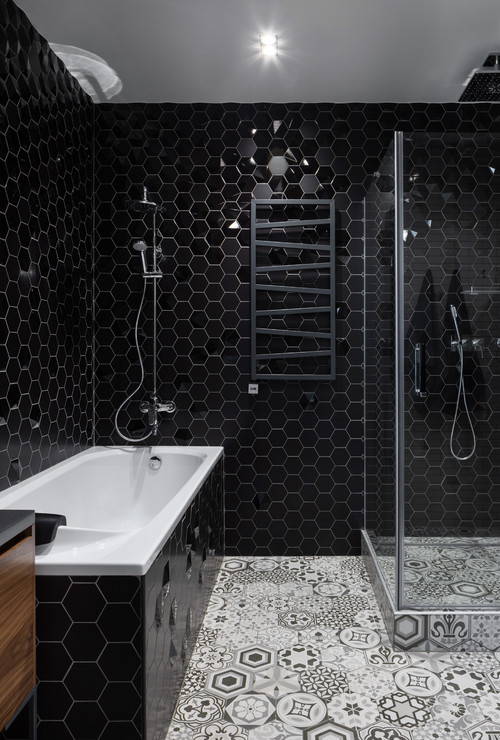 Contemporary Design with Hexagon Tile Walls