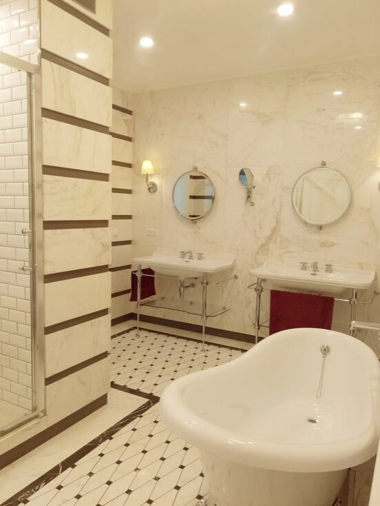 Inspiration för ett stort vintage en-suite badrum